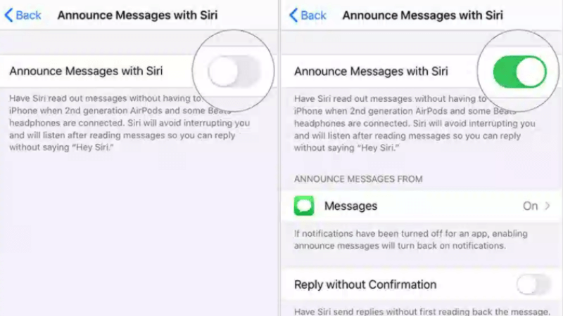 tắt thông báo tin nhắn tới siri