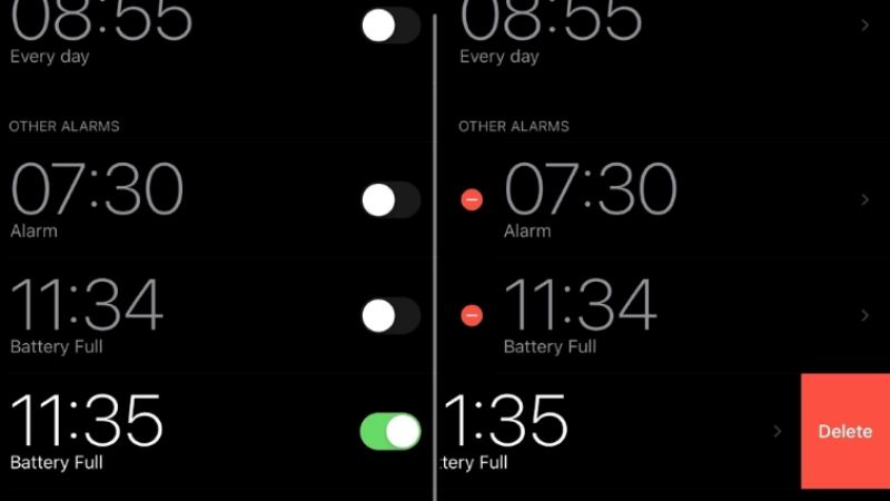 xóa chuông báo thức thừa